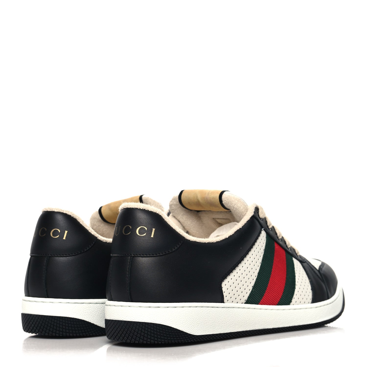 Gucci Calfskin Web Mens Screener Sneakers 11 Black White 5 of 10