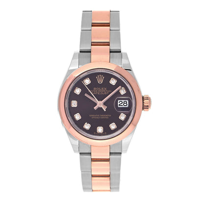 Rolex Stainless Steel 18K Everose Gold Diamond 28mm Oyster Perpetual Datejust Watch Chocolate 279161 1 of 5
