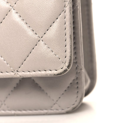 Chanel Lambskin Quilted Trendy CC Wallet On Chain WOC Grey 12 of 13