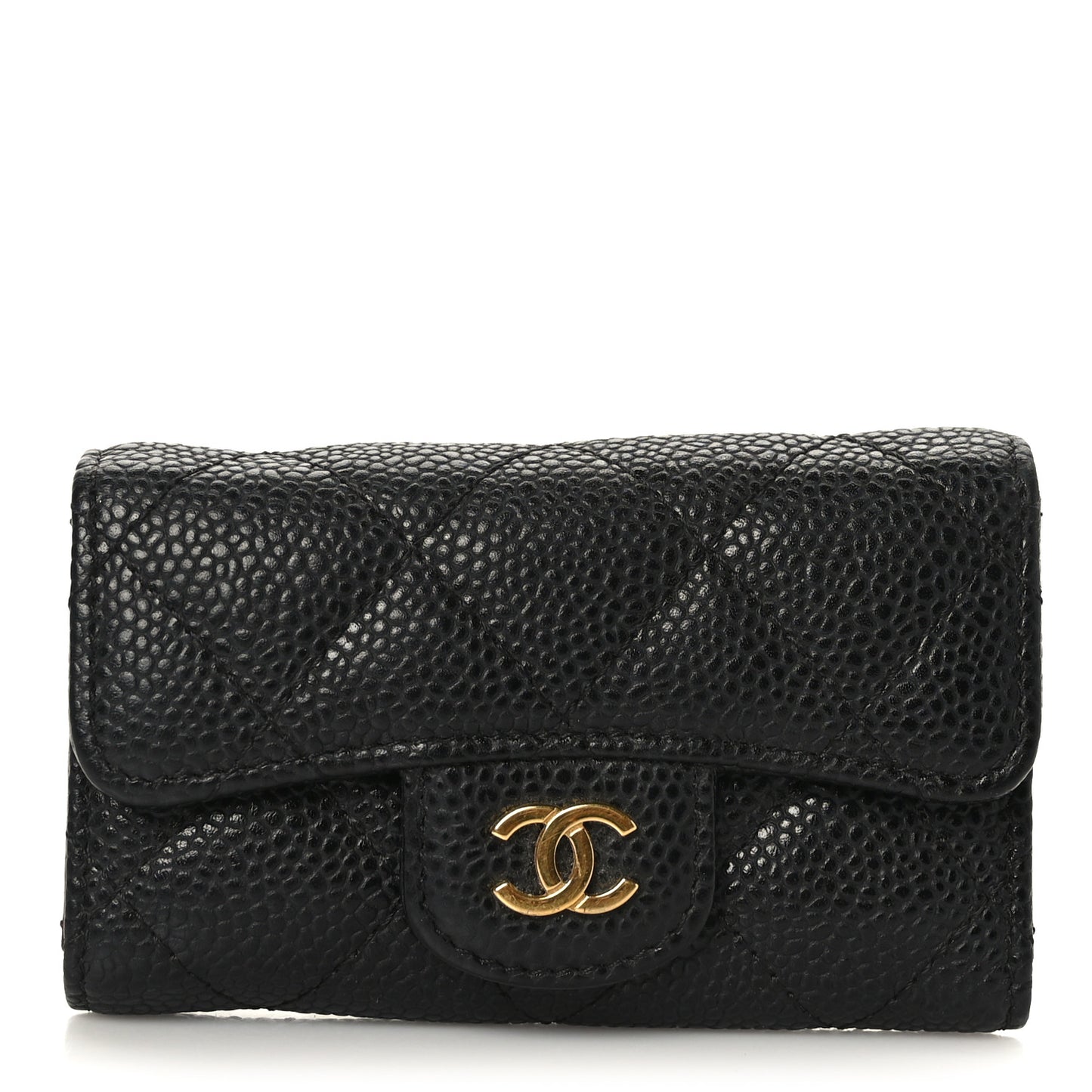 Caviar Quilted 6 Key Holder Black