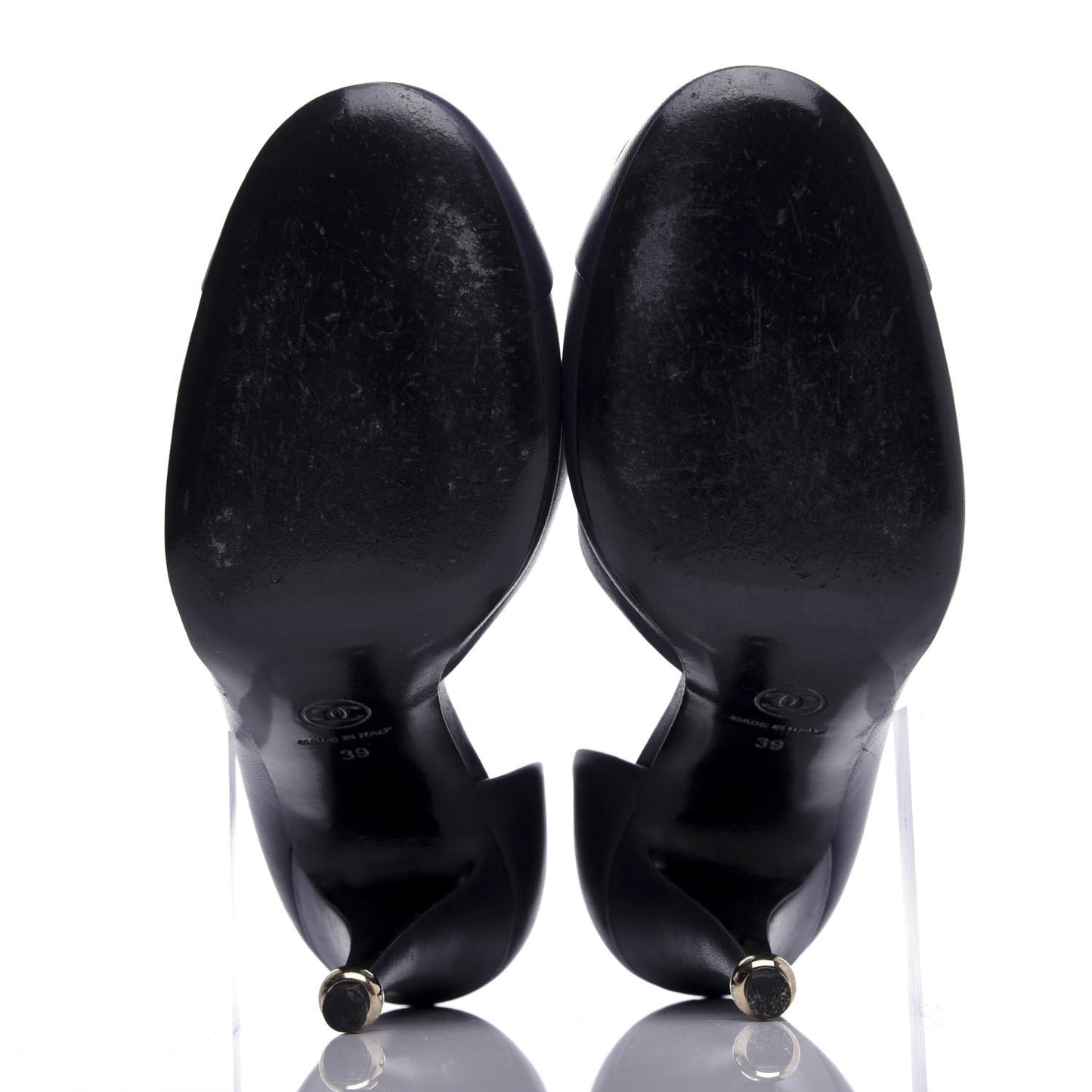 Lambskin Camellia Pumps 39 Navy
