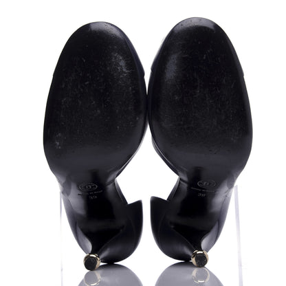 Chanel Lambskin Camellia Pumps 39 Navy 6 of 10