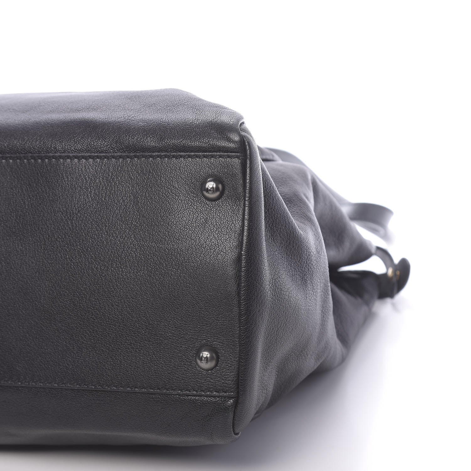 Fendi Goatskin Zucca Large Peekaboo Iconic Satchel Black Tobacco 12 of 13