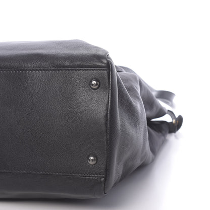 Fendi Goatskin Zucca Large Peekaboo Iconic Satchel Black Tobacco 12 of 13