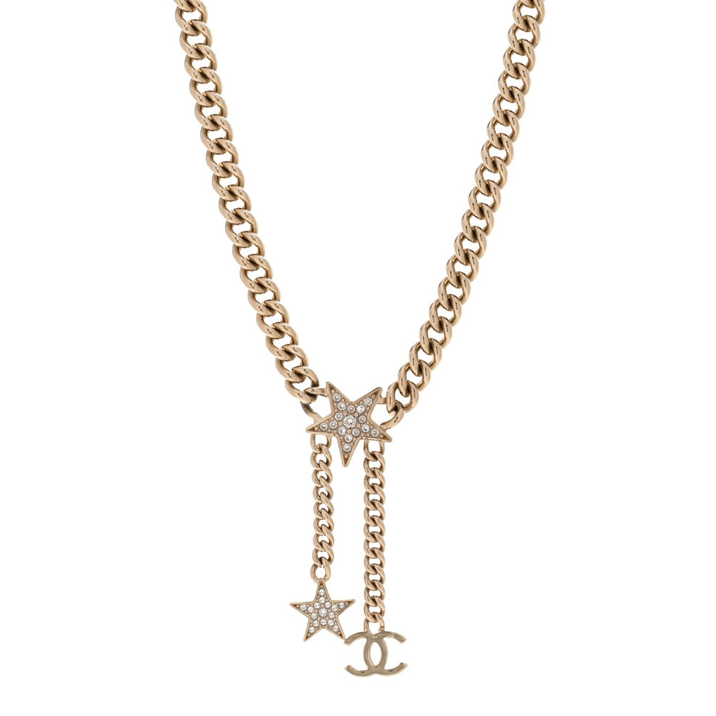 Metal Crystal Chain CC Star Pendant Choker Necklace