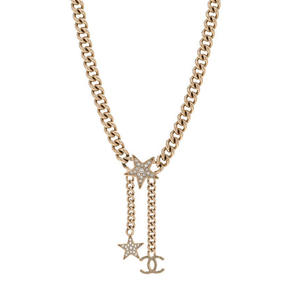 Chanel Metal Crystal Chain CC Star Pendant Choker Necklace 1 of 6