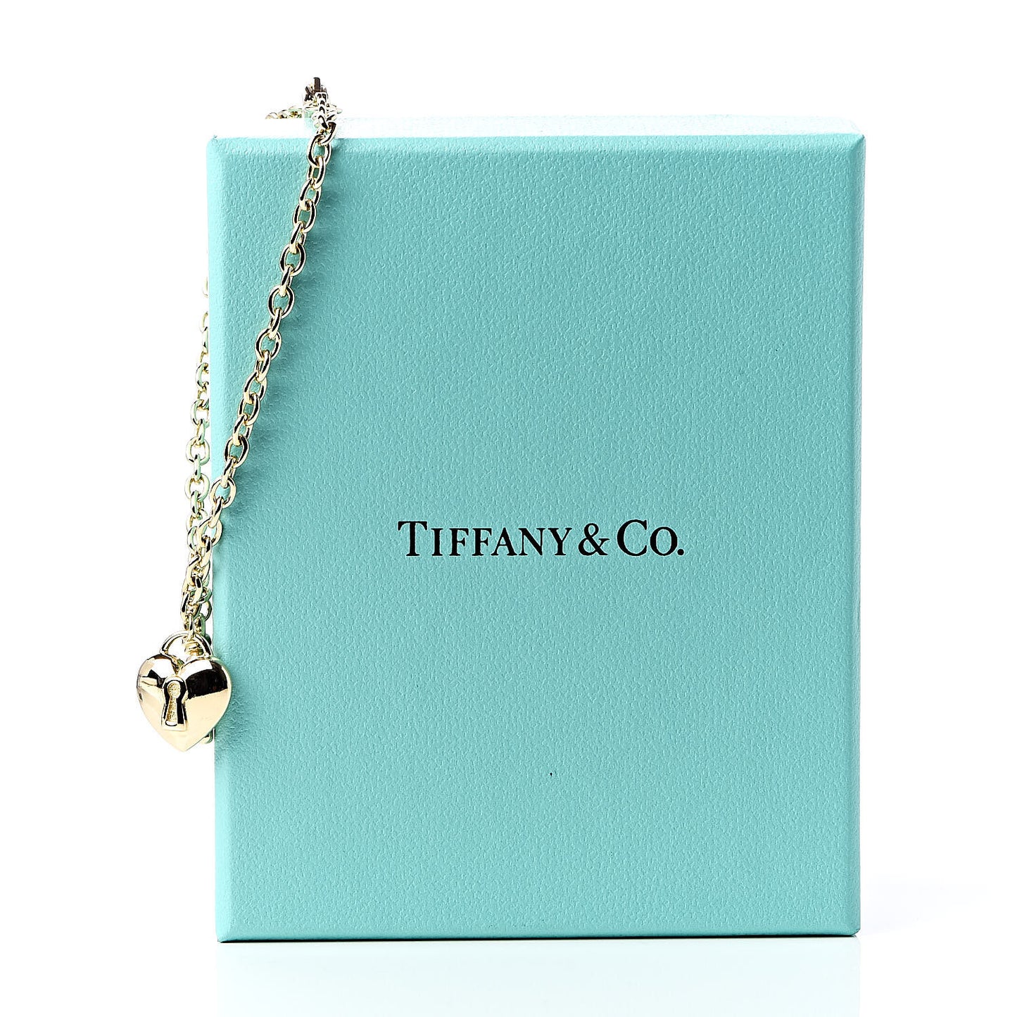 18K Yellow Gold Heart Lock Key Chain Bracelet