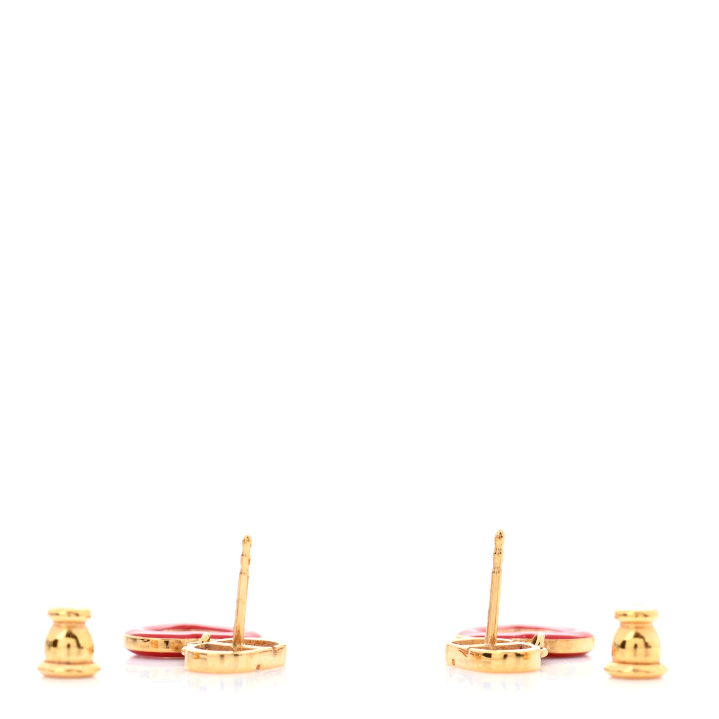 CD Dioramour Heart Earrings Gold Red
