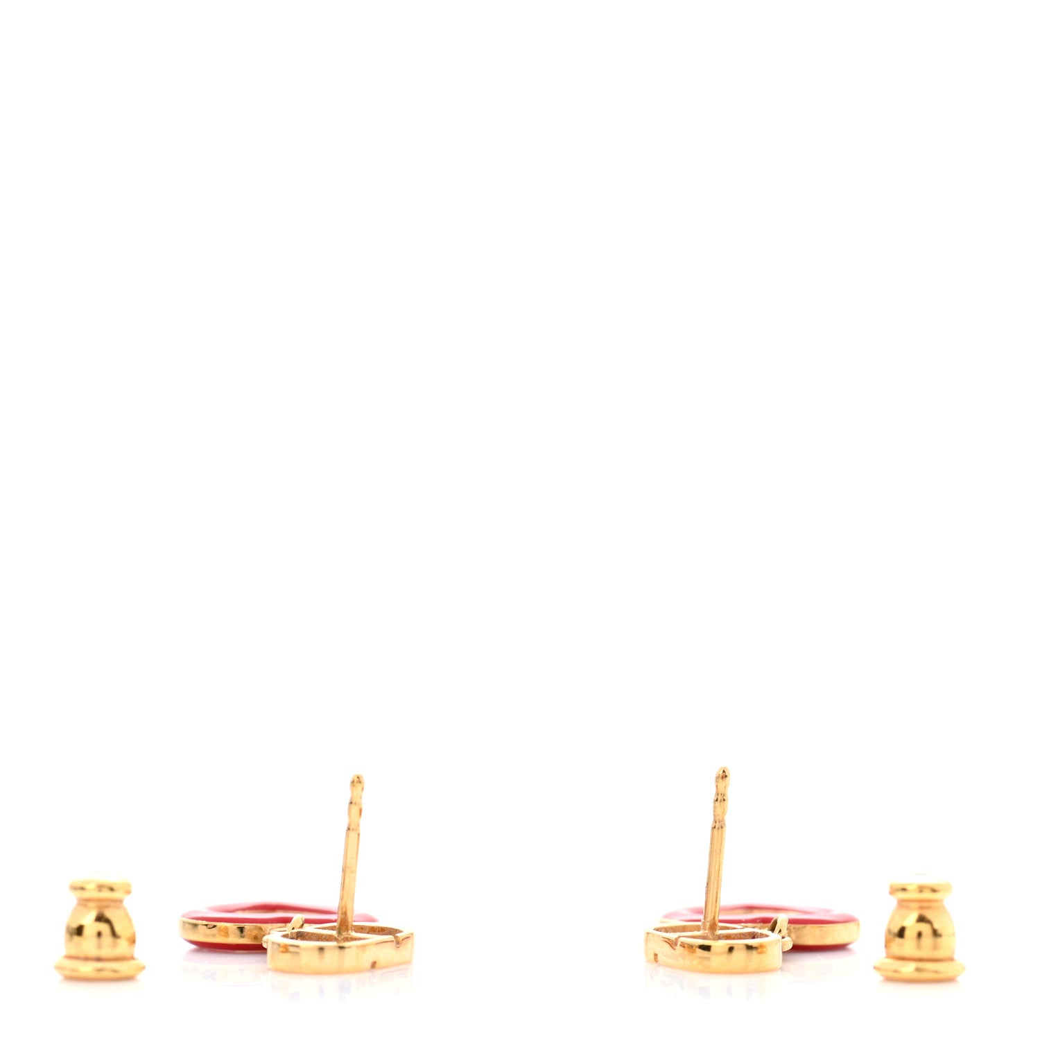 Christian Dior CD Dioramour Heart Earrings Gold Red 3 of 4