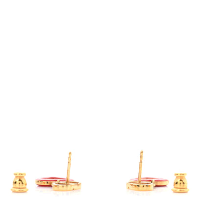 Christian Dior CD Dioramour Heart Earrings Gold Red 3 of 4