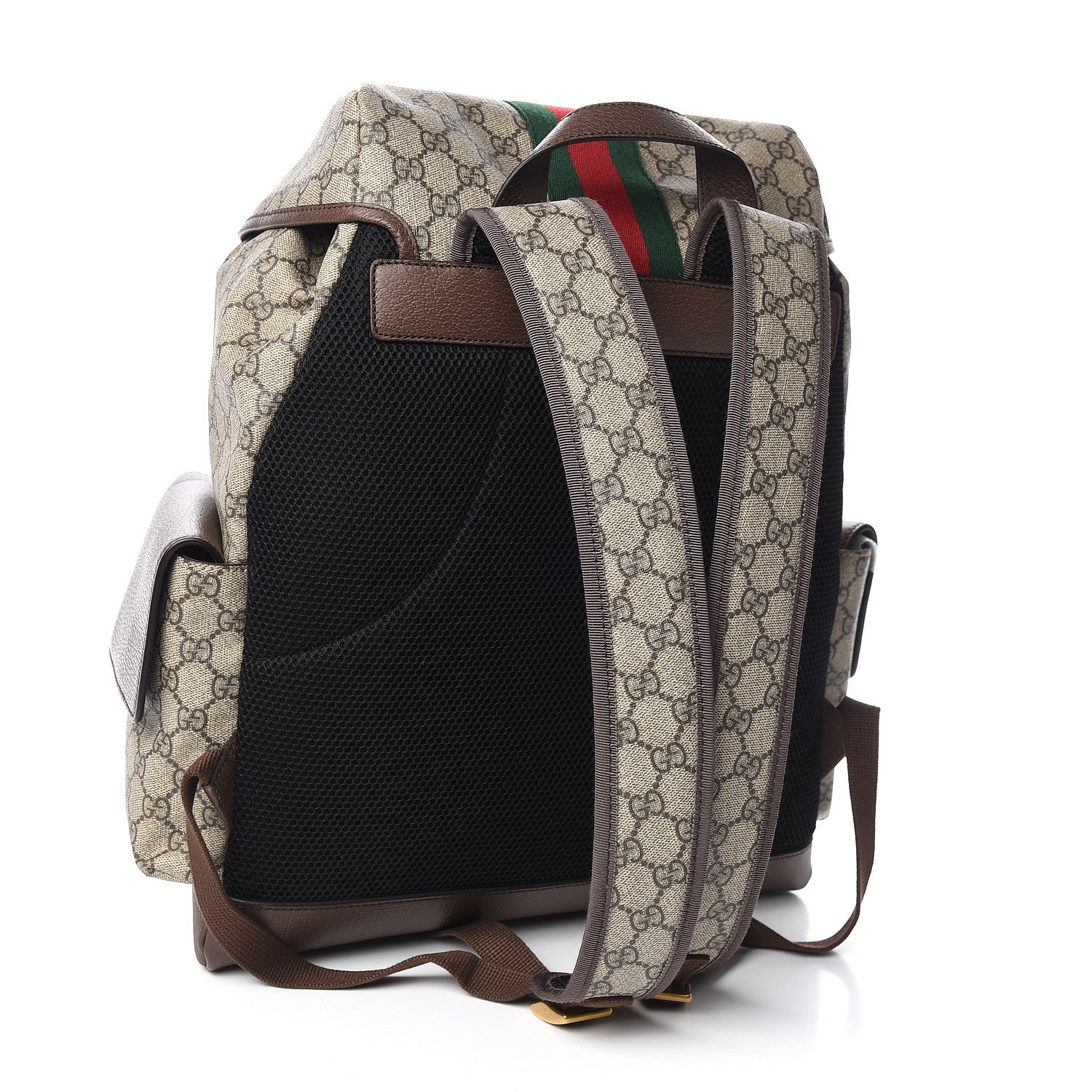 Gucci GG Supreme Monogram Medium Ophidia Double Buckle Backpack Brown 3 of 10