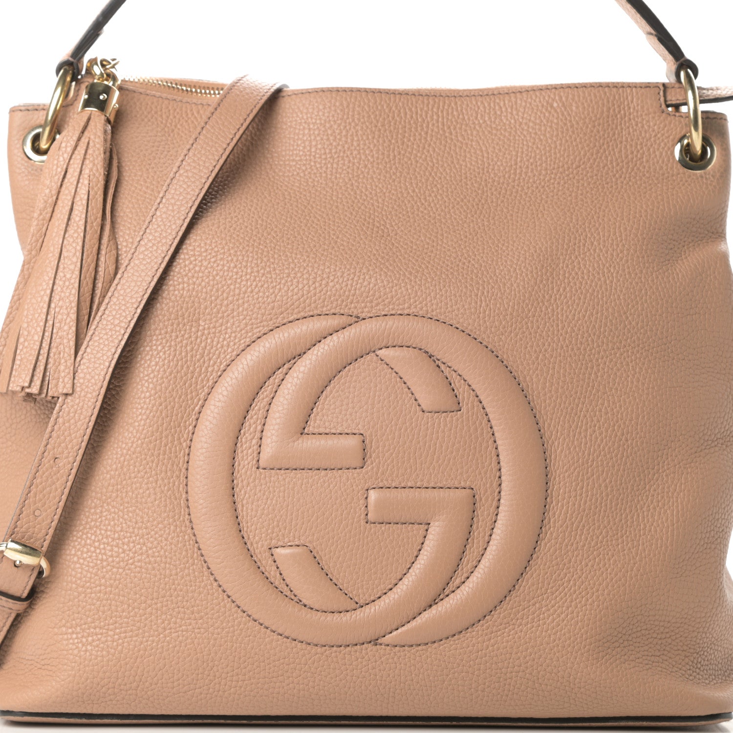 Gucci Pebbled Calfskin Large Soho Hobo Camelia 8 of 12