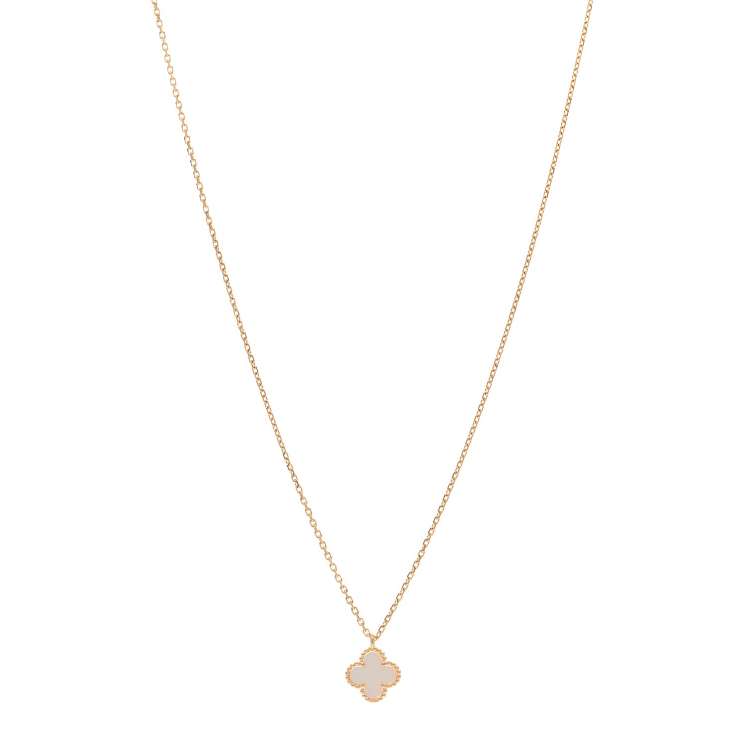 Van Cleef & Arpels 18K Yellow Gold Mother of Pearl Sweet Alhambra Pendant Necklace 1 of 6