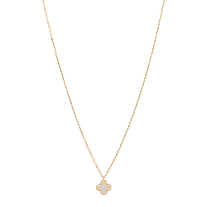 Van Cleef & Arpels 18K Yellow Gold Mother of Pearl Sweet Alhambra Pendant Necklace 1 of 6