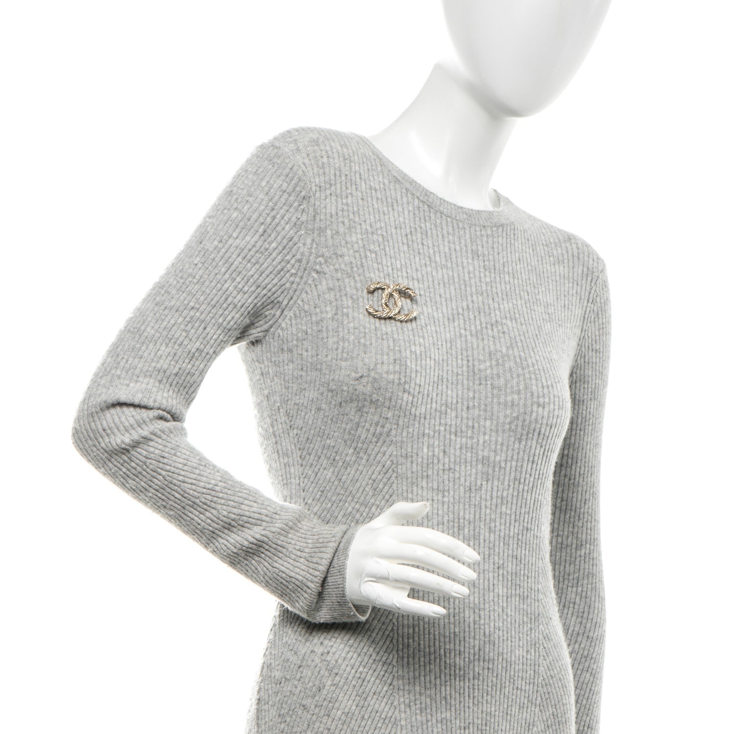 Chanel Crystal Twisted CC Brooch Light Gold 2 of 5