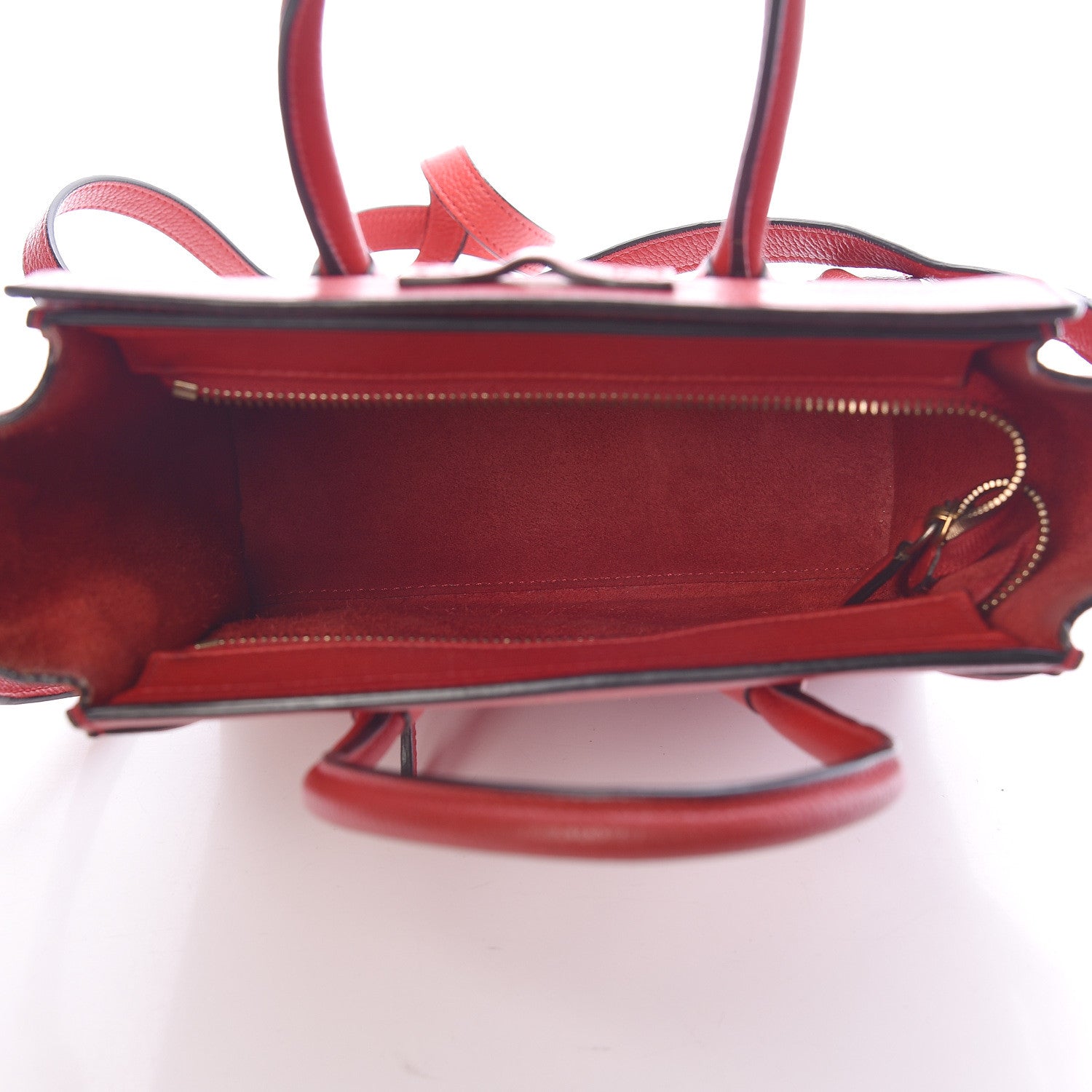 Celine Drummed Calfskin Nano Luggage Red 5 of 11