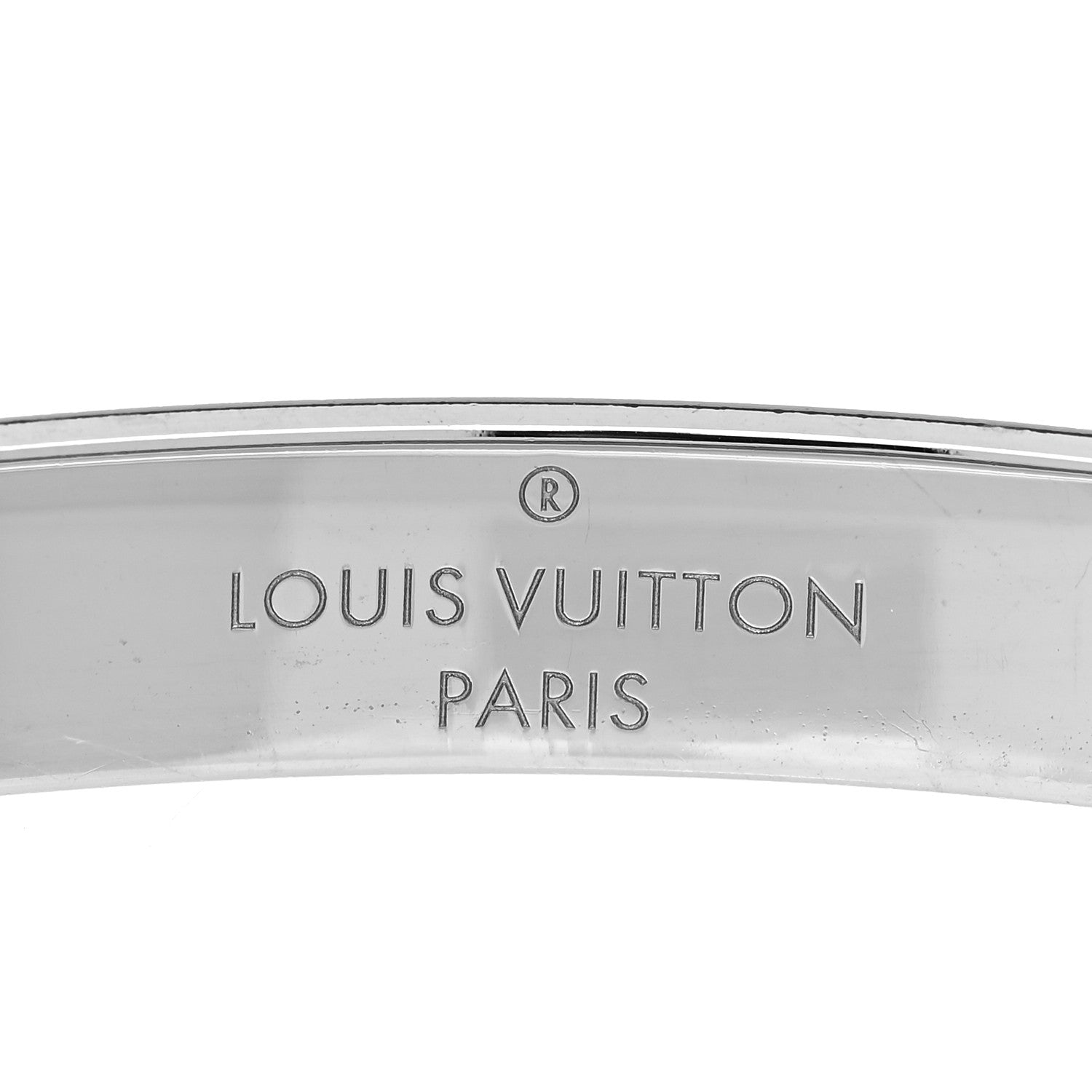 Louis Vuitton Brass Palladium Plated Nanogram Cuff S Silver 6 of 7