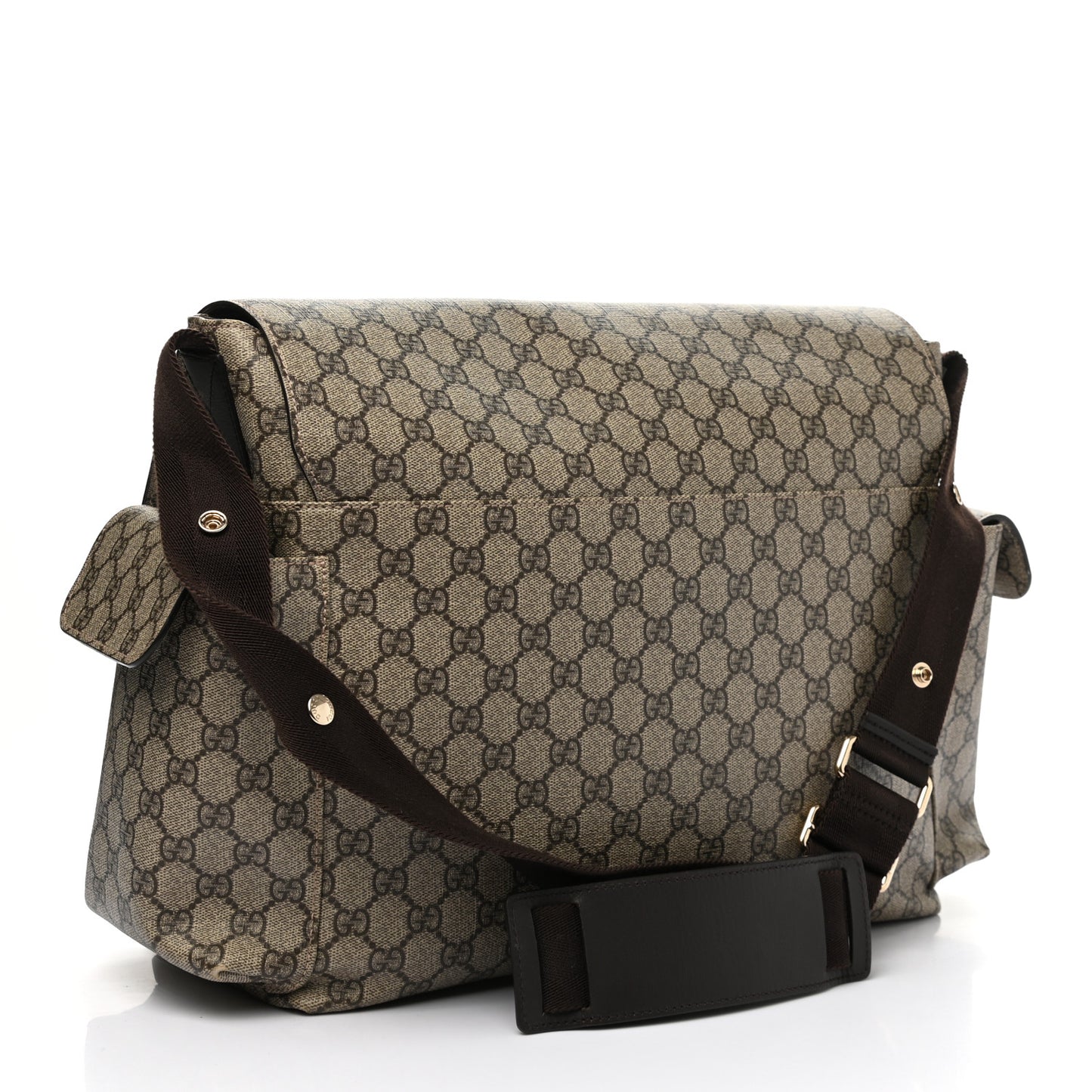 GG Plus Monogram Messenger Diaper Bag Dark Brown