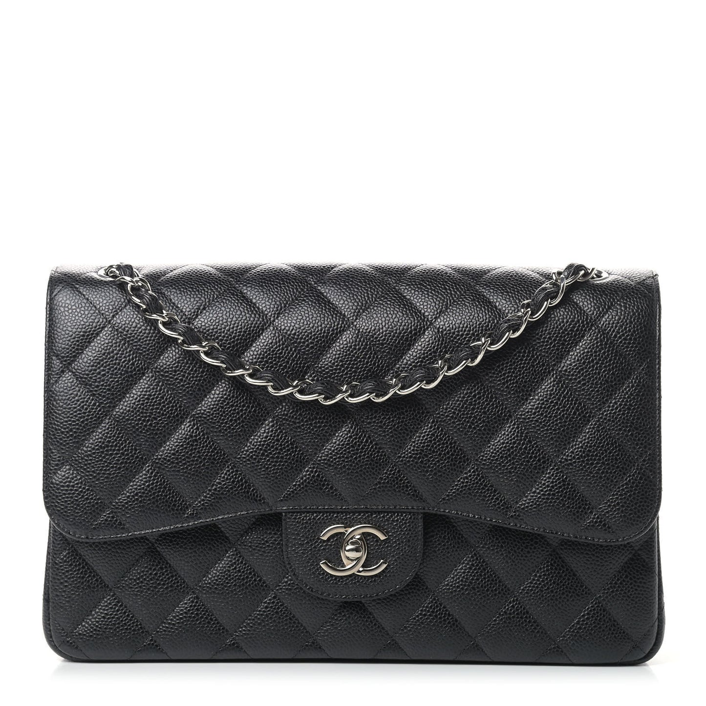 Caviar Quilted Jumbo Double Flap Black