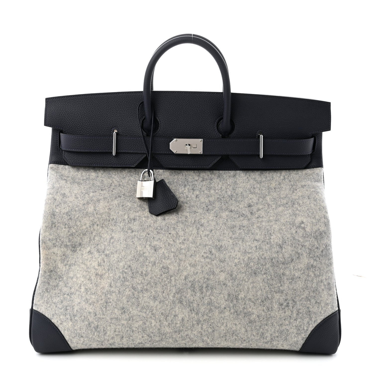 Hermes Togo Todoo Feutre HAC Birkin 50 Gris Clair Bleu Nuit 1 of 9