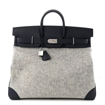 Hermes Togo Todoo Feutre HAC Birkin 50 Gris Clair Bleu Nuit 1 of 9