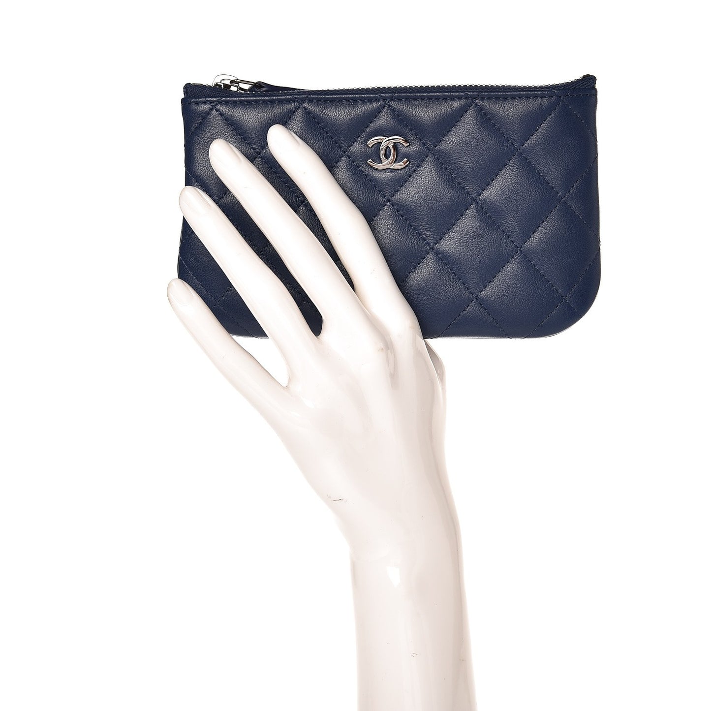 Lambskin Quilted Coin Purse Case Blue