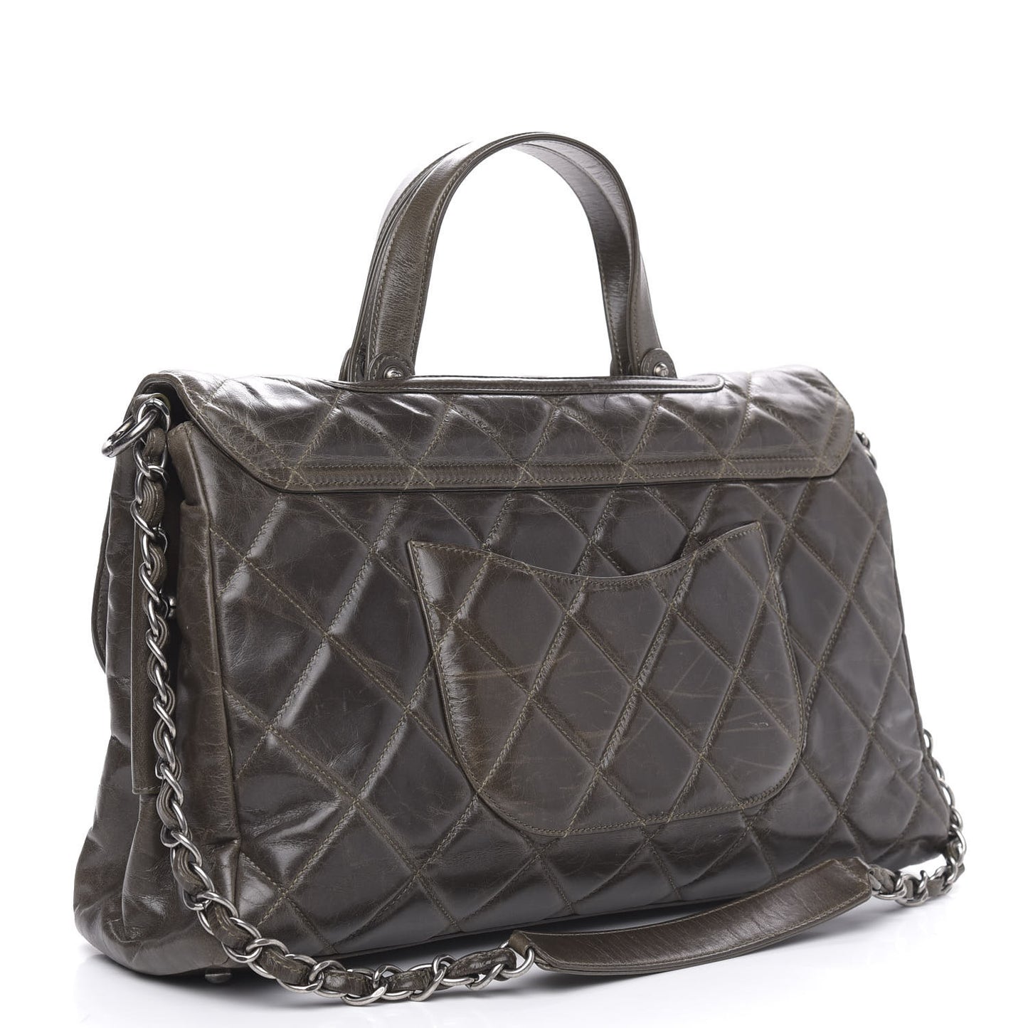 Glazed Calfskin Boy Satchel Flap Dark Grey