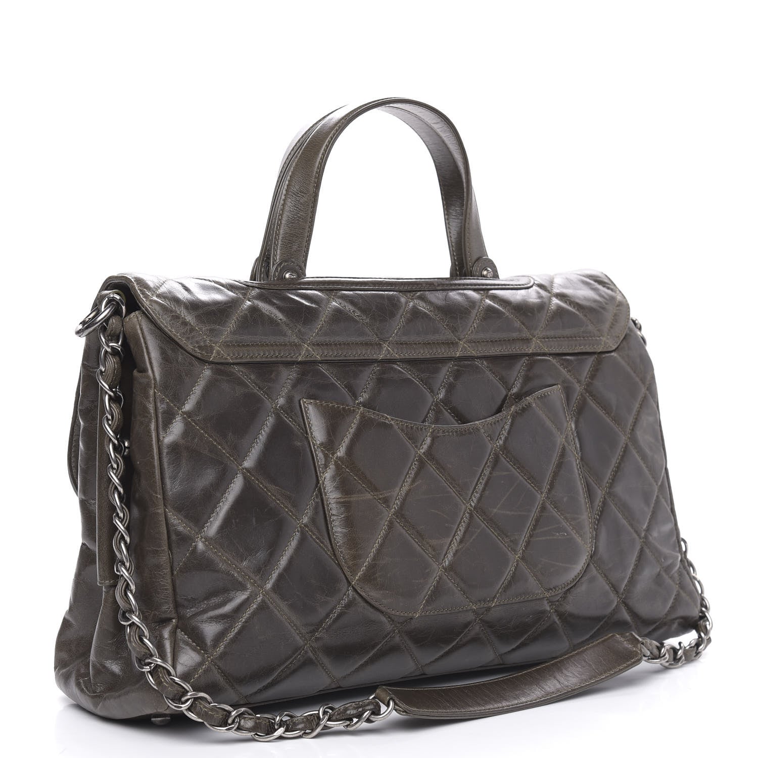 Chanel Glazed Calfskin Boy Satchel Flap Dark Grey 4 of 16