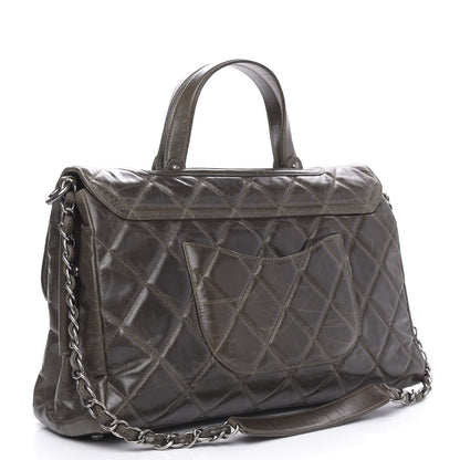 Chanel Glazed Calfskin Boy Satchel Flap Dark Grey 4 of 16