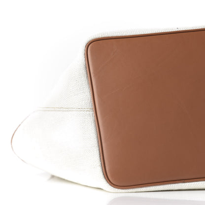 Loewe Linen Belted Strap Balloon Bucket Bag White 5 of 10