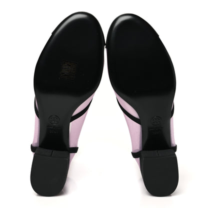 Chanel Mesh Grosgrain CC Cap Toe Ankle Boots 38.5 Light Pink Black 6 of 10