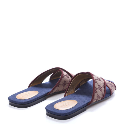 Gucci Canvas GG Monogram Womens Criss Cross Slide Sandals 40 Sahara Rubino Chardonnay 4 of 9
