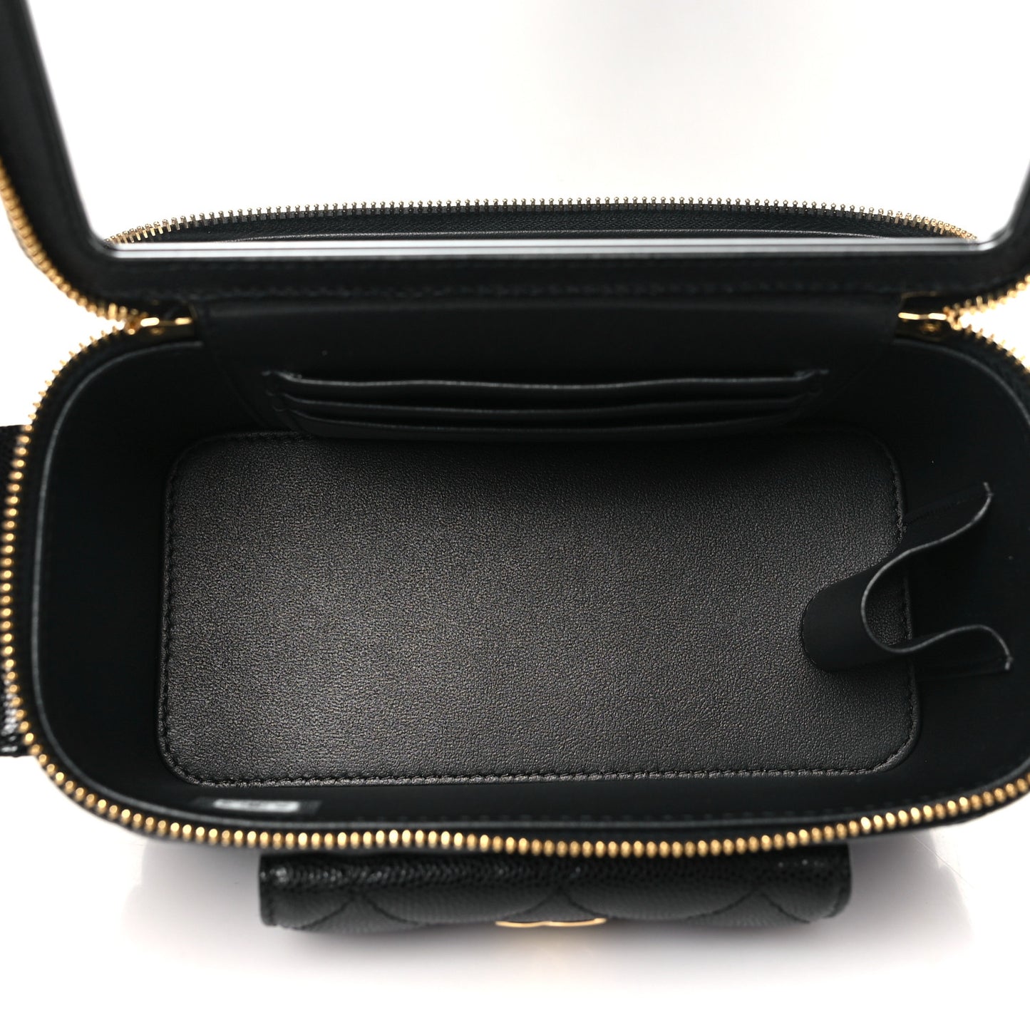 Caviar Quilted Polly Pocket East West Top Vanity With Chain Black