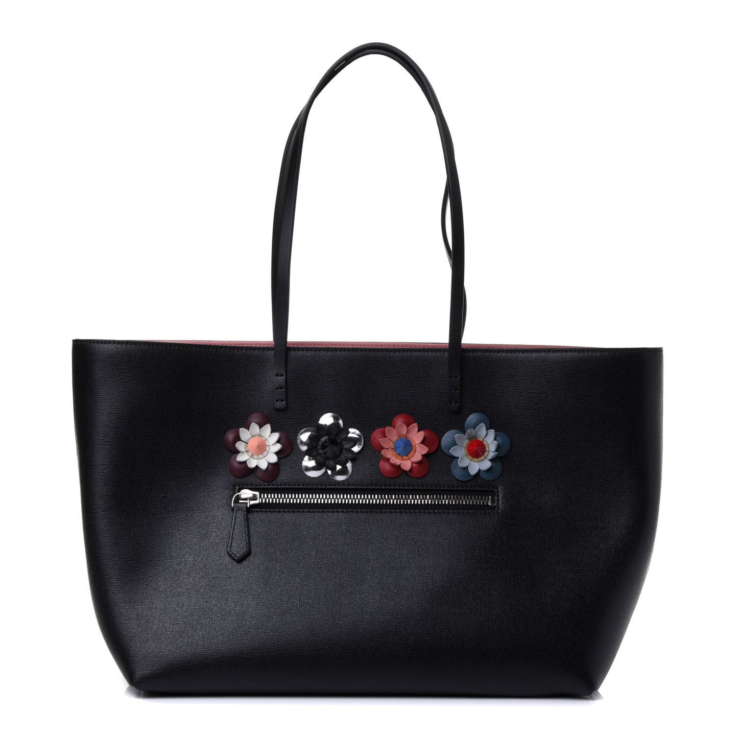 Vitello Elite Flowerland Medium Roll Tote Black