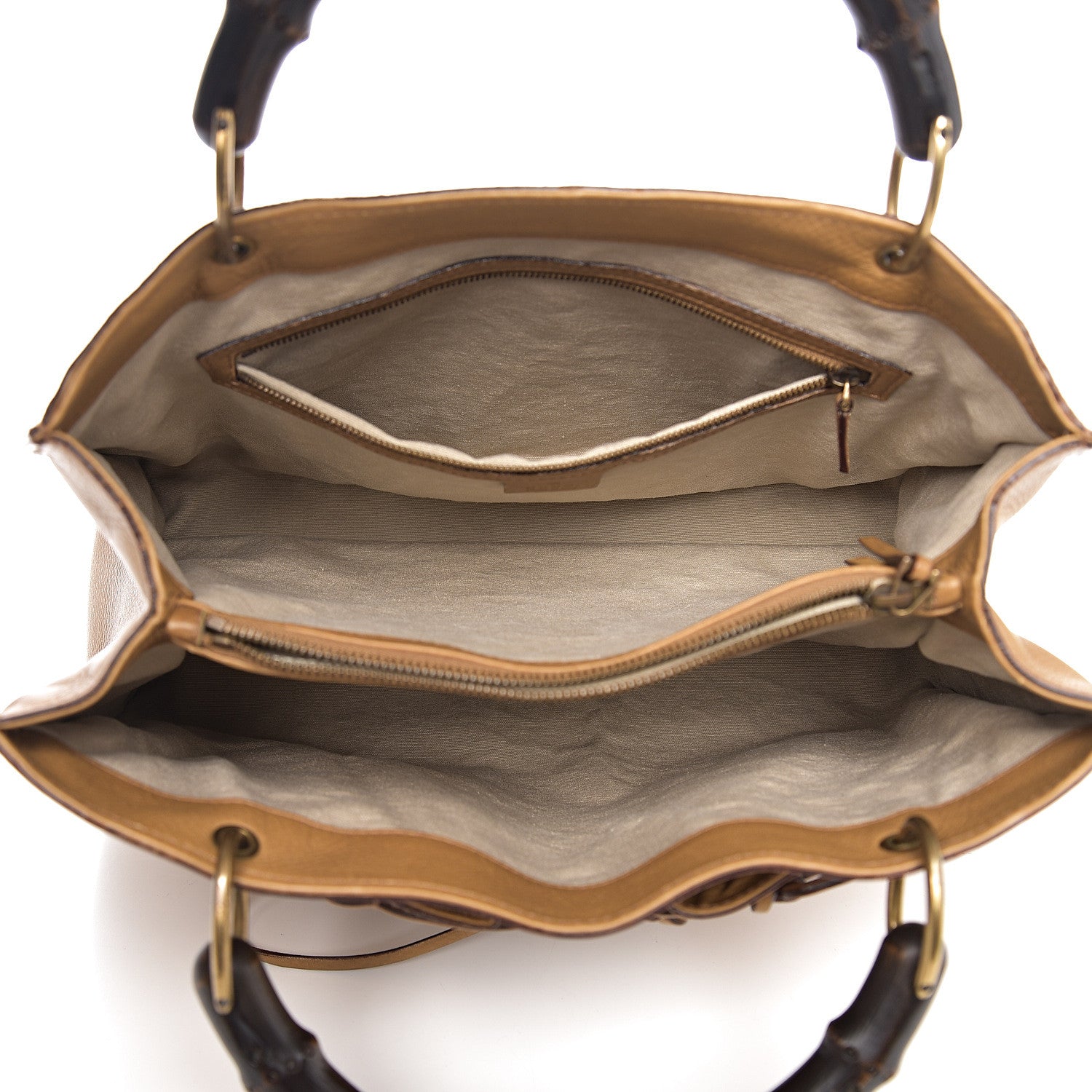 Gucci Calfskin Bamboo Handle Tote Beige 4 of 9