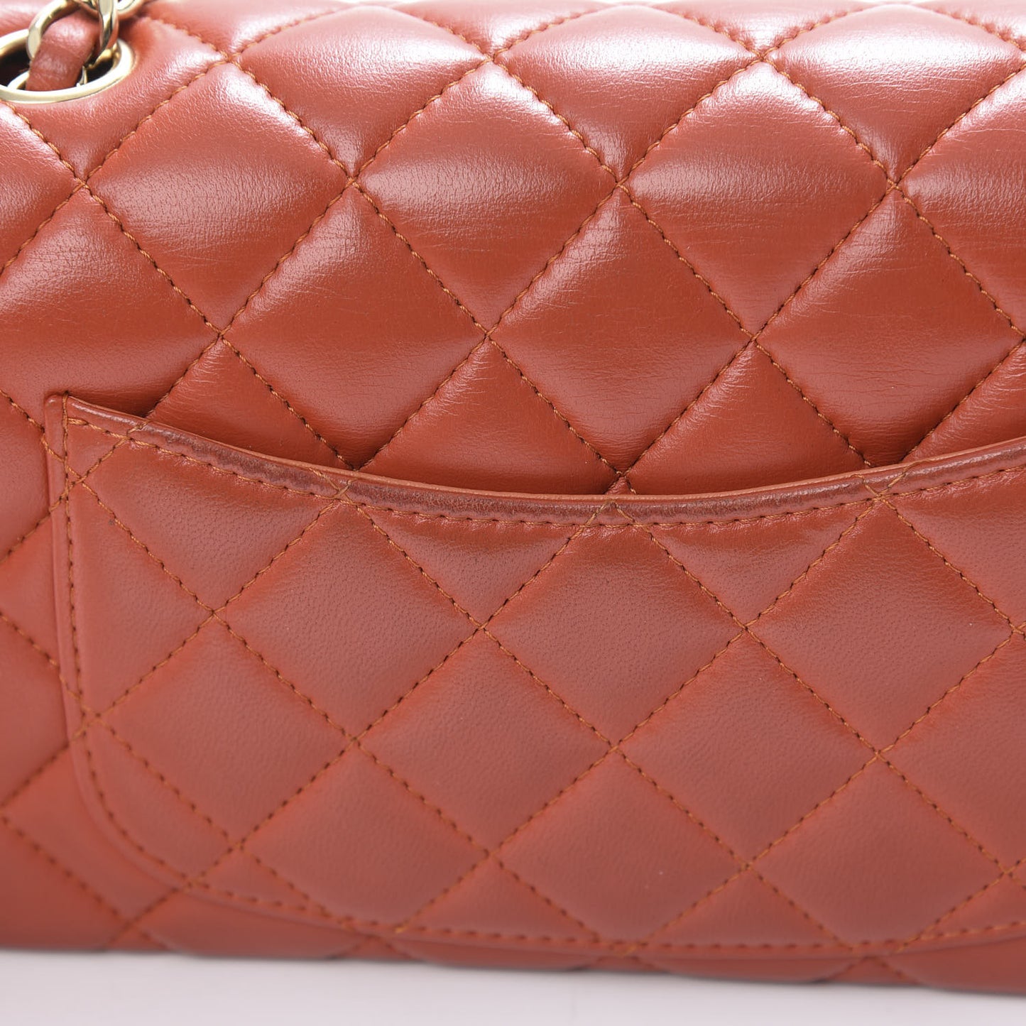 Lambskin Quilted Mini Rectangular Flap Orange