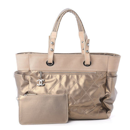 Chanel Metallic Coated Canvas Large Paris Biarritz Tote Gold 11 of 12