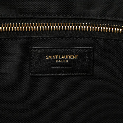 Saint Laurent Embroidered Cotton Linen Rive Gauche Noe Tote Natural Black 6 of 10