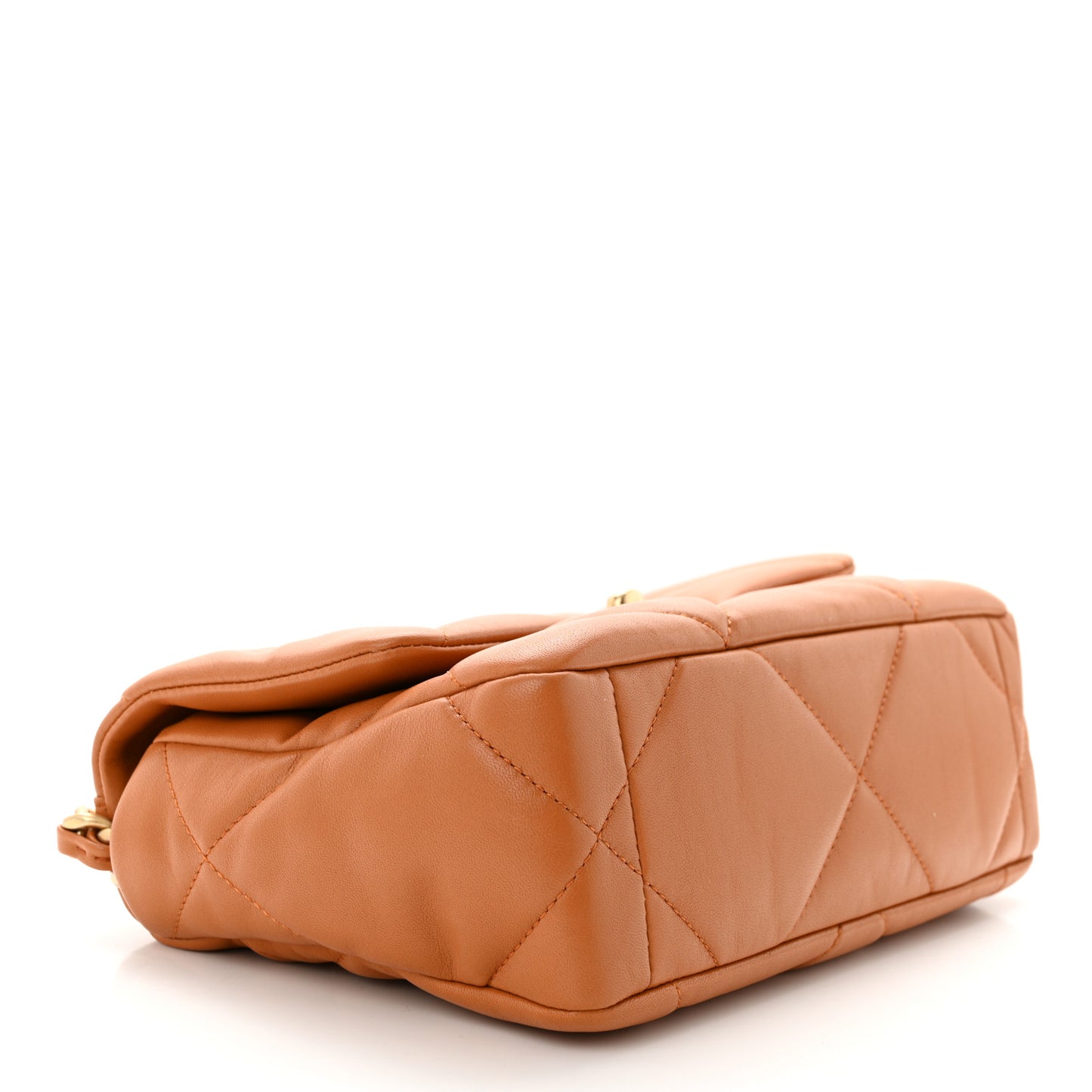 Lambskin Quilted Medium Chanel 19 Flap Light Brown