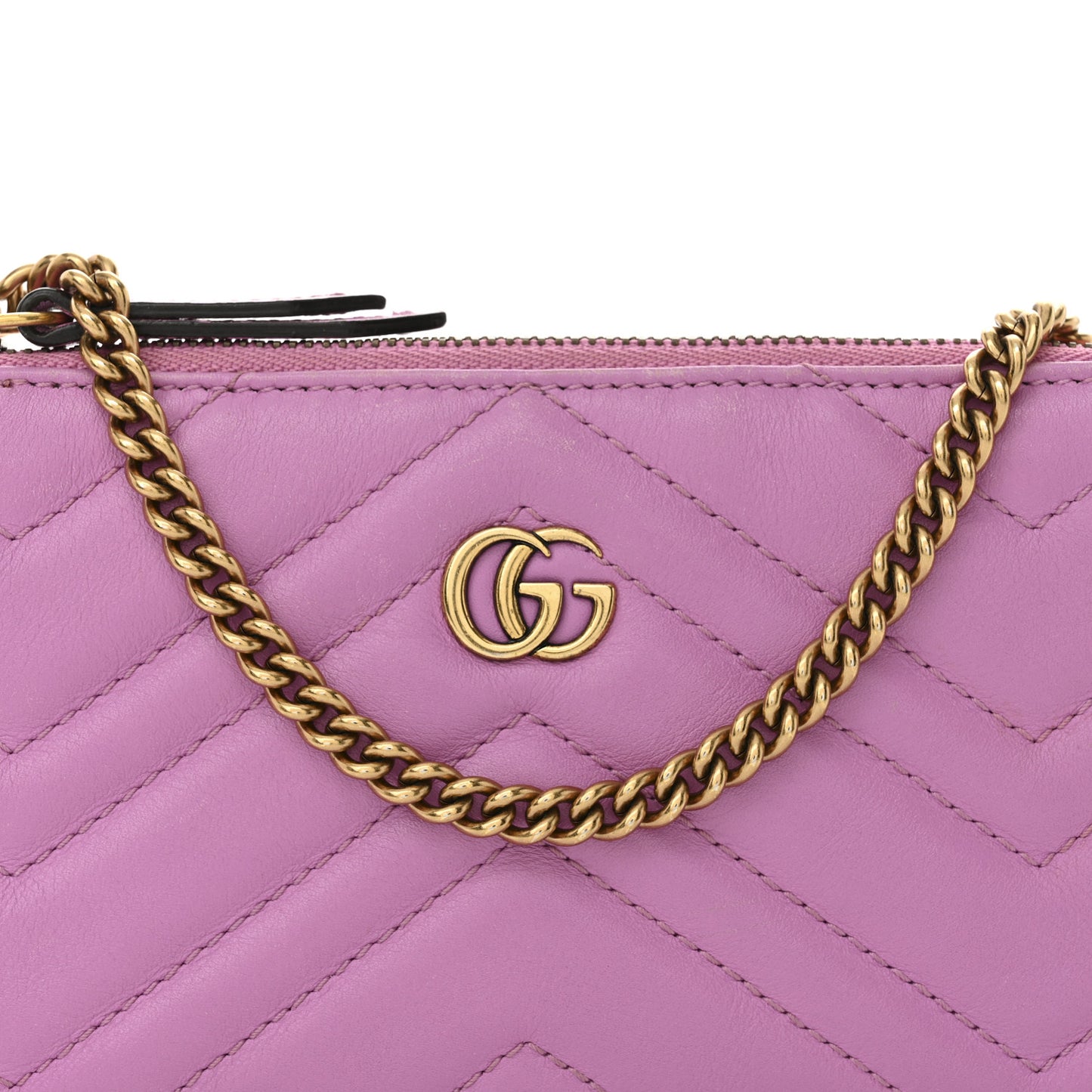 Calfskin Matelasse Mini GG Marmont Chain Bag Candy Mousse