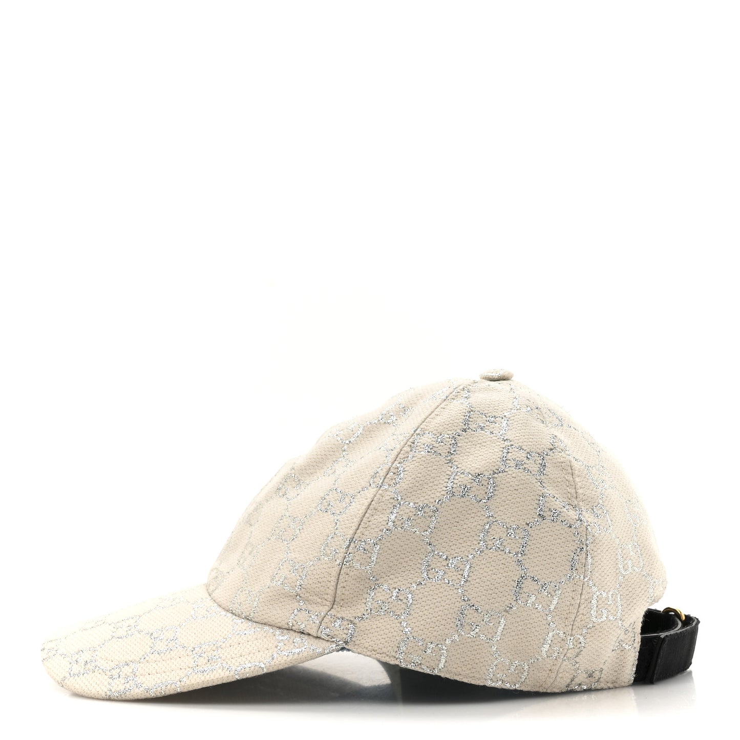 Canvas Lame GG Monogram Rush Baseball Hat L Gardenia Silver