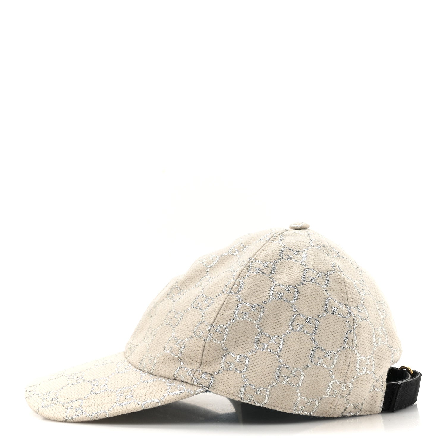 Gucci Canvas Lame GG Monogram Rush Baseball Hat L Gardenia Silver 3 of 8