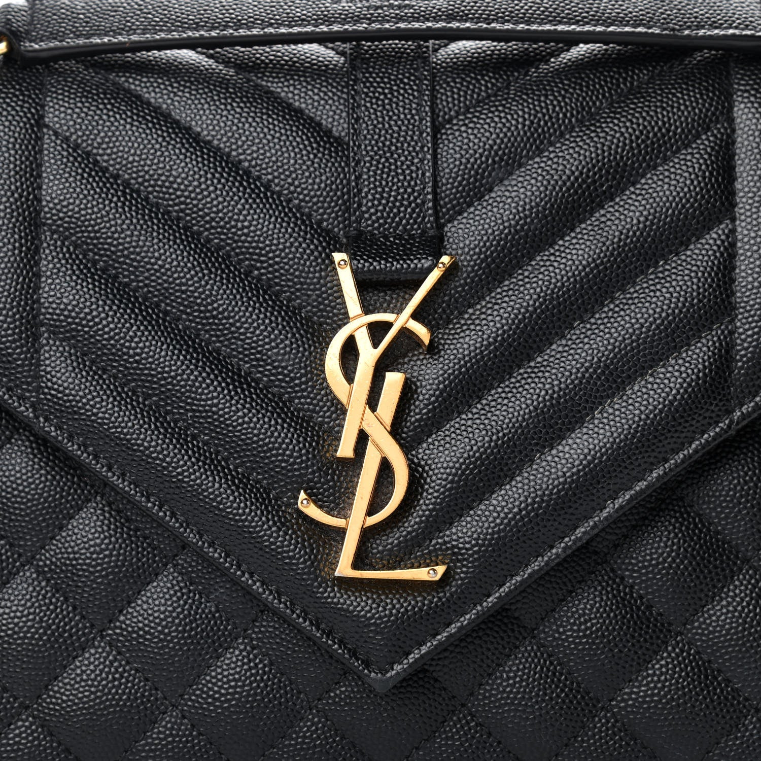Saint Laurent Grain De Poudre Textured Mixed Matelasse Triquilt Medium Monogram Satchel Black 10 of 10