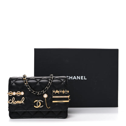 Chanel Lambskin Quilted Coco Clips Mini Wallet On Chain WOC Black 12 of 12