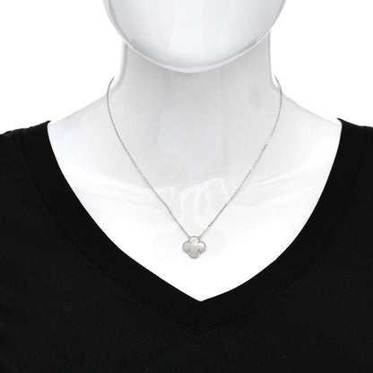 Van Cleef & Arpels 18K White Gold Mother of Pearl Vintage Alhambra Pendant Necklace 2 of 5
