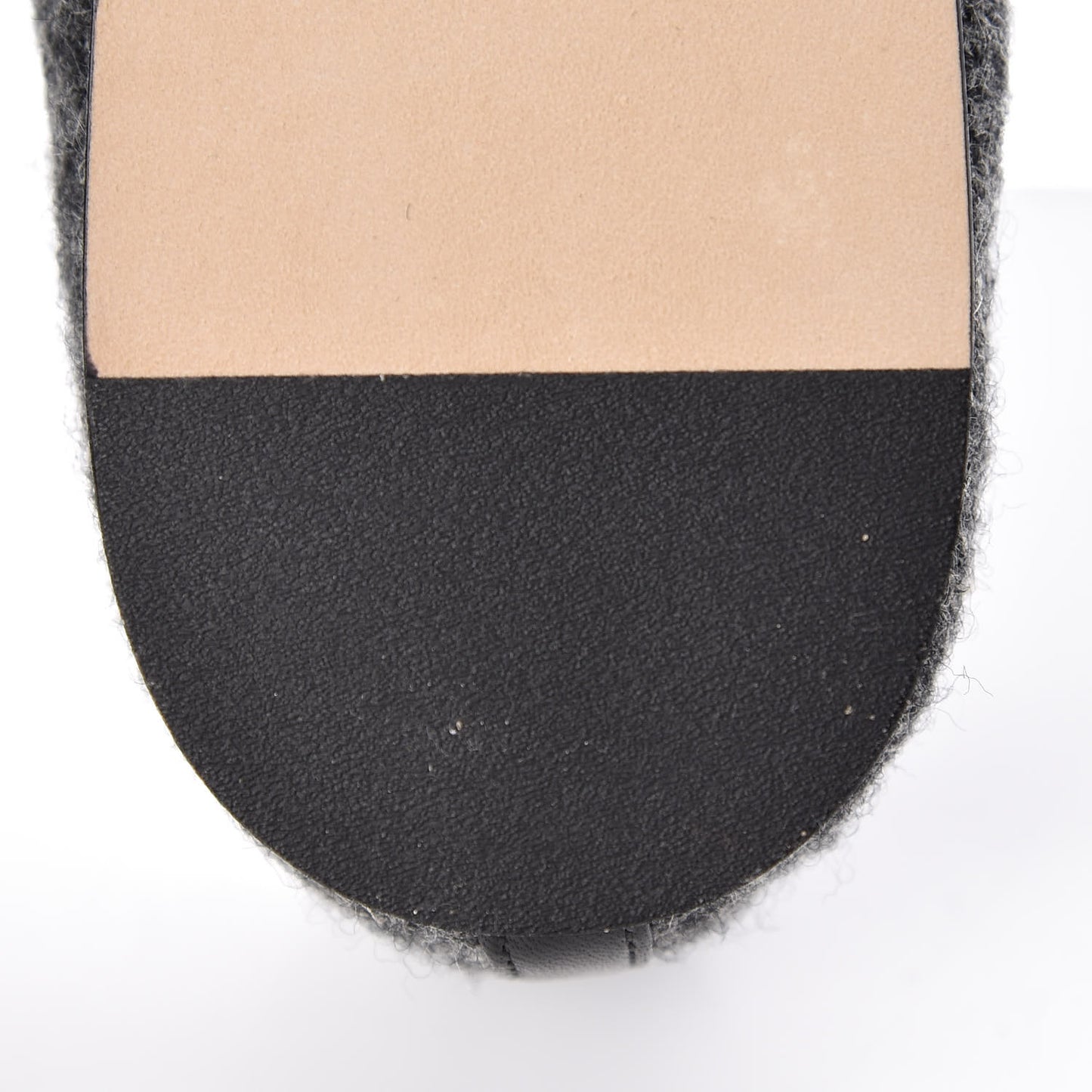 Tweed Grosgrain Cap Toe Ballerina Flats 37.5 Dark Grey Black