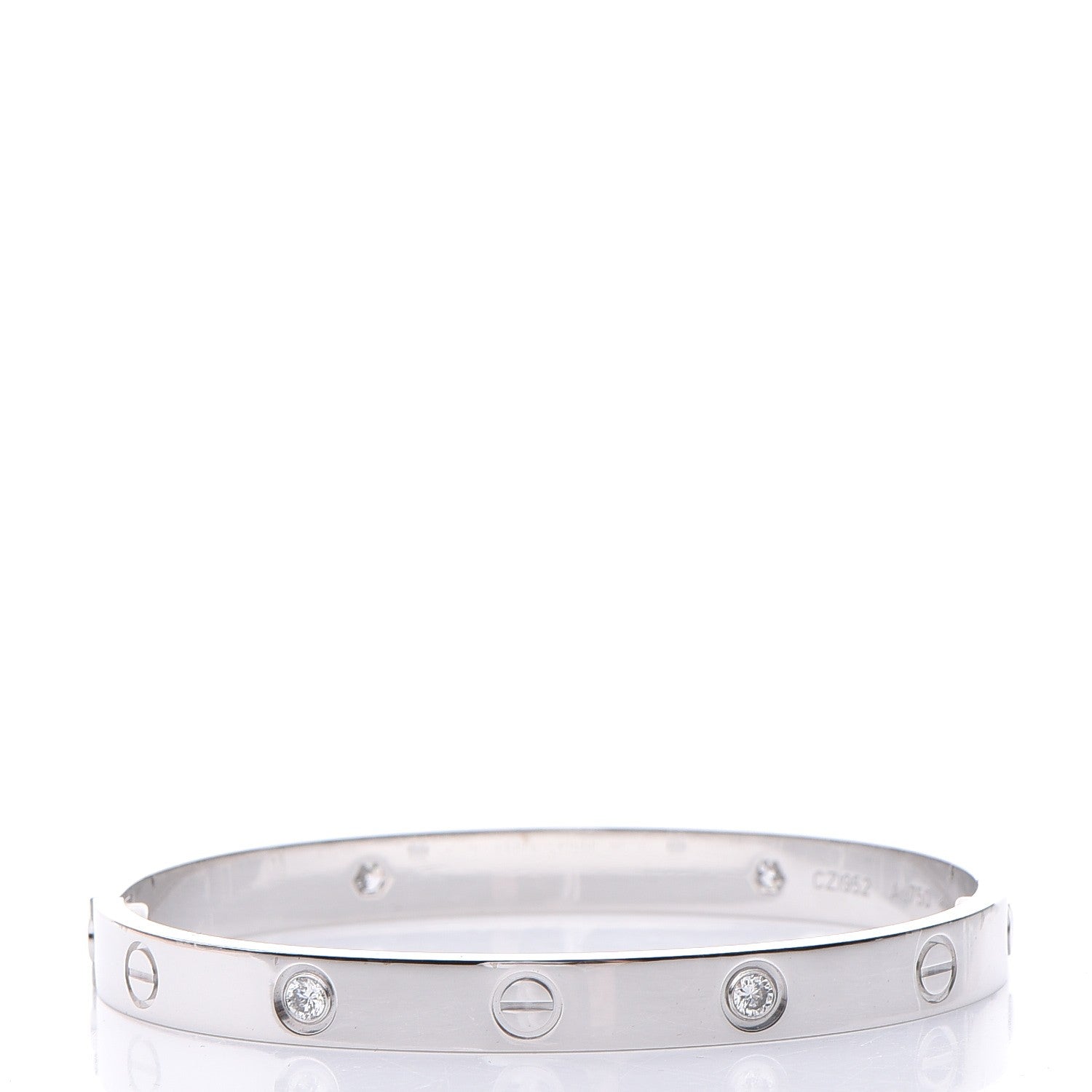 Cartier 18K White Gold 4 Diamond LOVE Bracelet 17 3 of 11