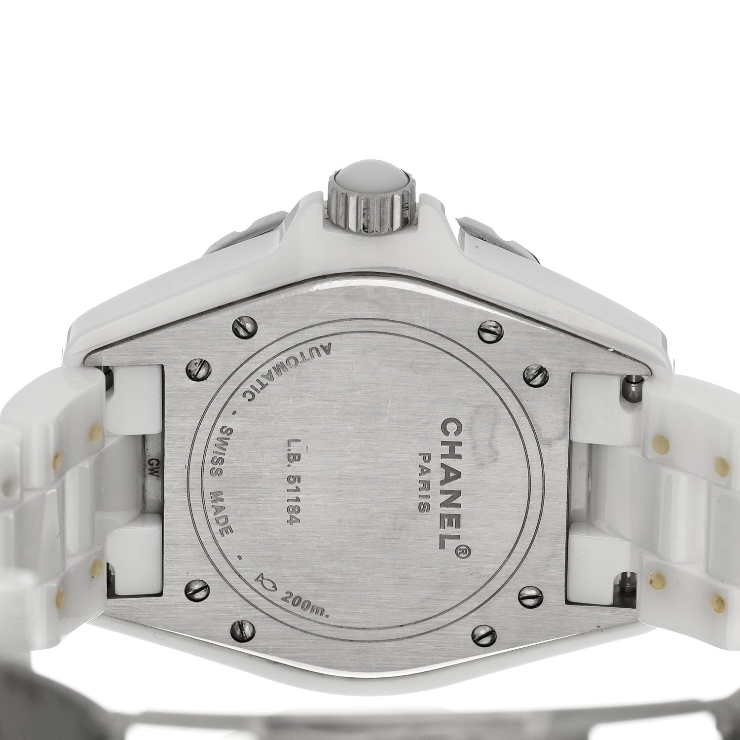 Chanel Stainless Steel Ceramic Diamond 38mm J12 Automatic Watch White 4 of 4