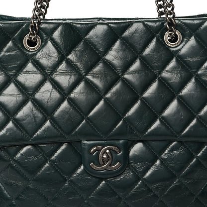 Chanel Glazed Calfskin Quilted Large Front Flap Tote Dark Green 8 of 11
