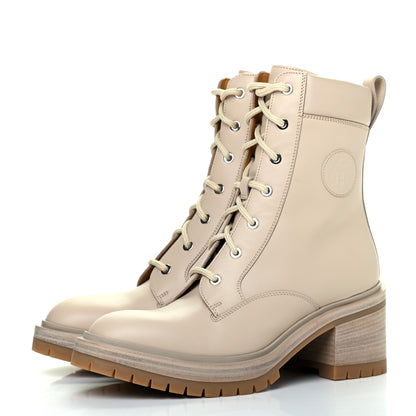Hermes Calfskin Bridge Ankle Boots 38.5 Beige Grege 3 of 8